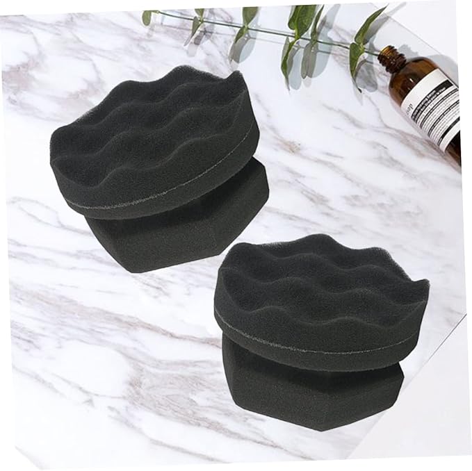 FAVOMOTO 4pcs Handy Wax Sponge Wave Pattern Vehicle Waxing Polish Applicators for Tire Shine Car Interior Seats and Dashboard Cleaning Black