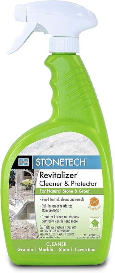 Stone Surface Cleaner Spray for Stonetech Revitalizer Cleaner and Protector - 3‑in‑1 Daily Stone & Grout Cleaner - Reseals & Refreshes Natural Stone Countertops, Floors & Tiles (Citrus, 24 oz)
