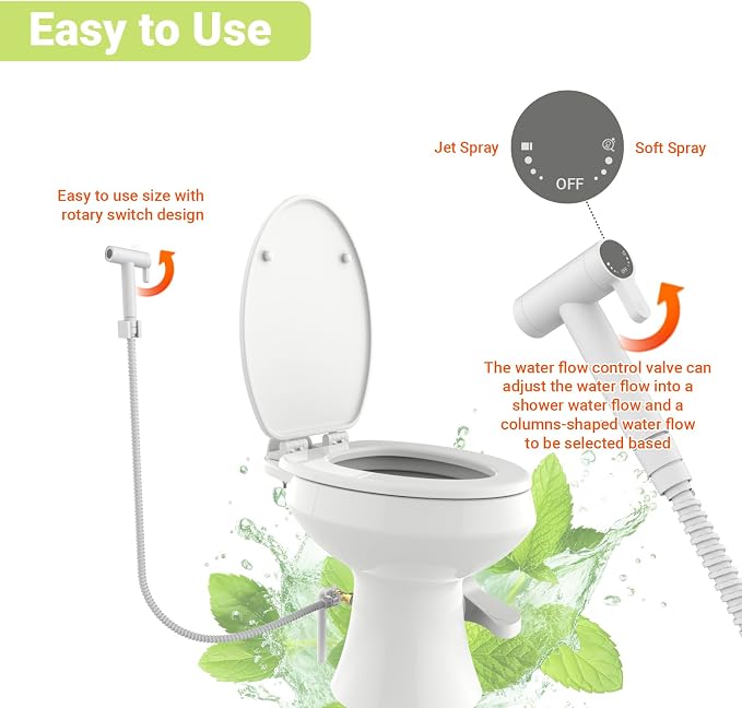 RV Bidet Sprayer for Toilet - Ceramic Cartridge, All Metal Durable, Dual Mode Handheld Bidet with 59" Hose, Shut-Off Valve & RV Fittings, for RVs, Fifth Wheels, Trailers & Campers