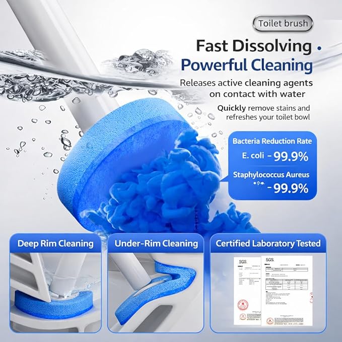 Disposable Toilet Cleaning System with 24 Refills, Toilet Wand Kit with Holder, Wall Mounted Toilet Brush Set for Deep Cleaning Bathroom Bowl, Hygienic Toilet Bowl Cleaner Kit