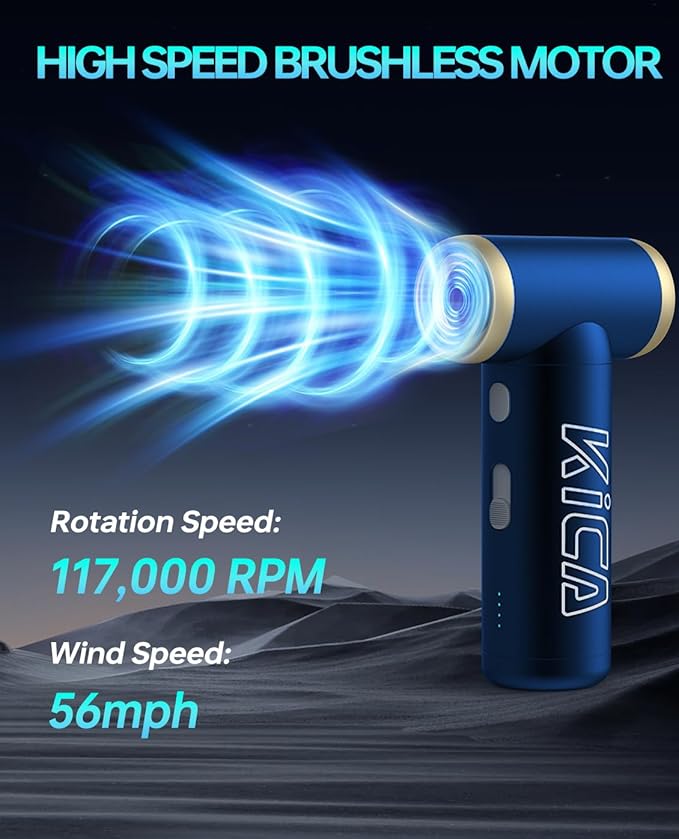 KiCA JetFan 2S Electric Air Duster with Vacuuming Accessory (Blue)