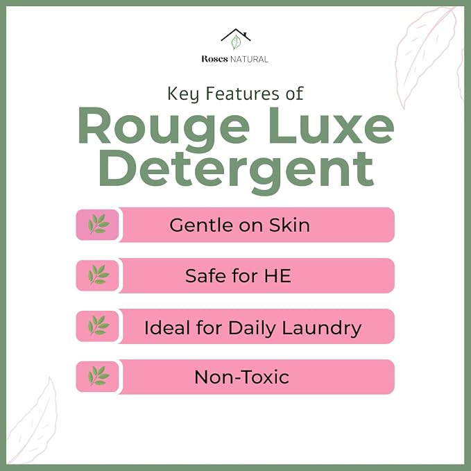 Rouge Luxe 3-in-1 Laundry Detergent Powder, HE Compatible, All-Natural, Sulfate-Free, Super Concentrated, 32 oz, Natural Detergent, Fabric Softener & Stain Remover, Plant-Based, Made in the USA