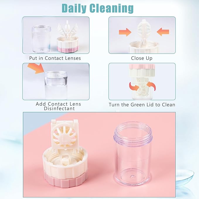 Lasiyanor Contact Lens Travel Kit with Cleaner Washer, Portable Contact Box with Mirror Tweezers Remover Tool Solution Bottle for Daily Outdoor