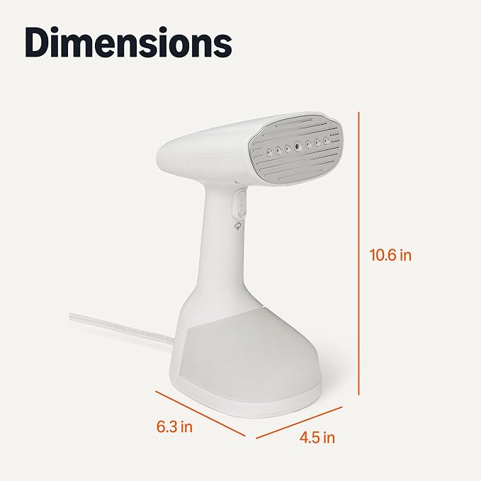 Amazon Basics Handheld Garment Steamer for Clothes, 1500W Turbo Extreme Steam with Dual Steam Modes, Auto Shut-off, Fabric Accessories, White