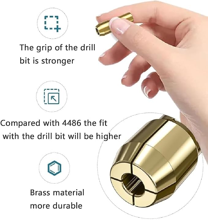 Drill Chuck Collet Set for Dremel Accessories Chuck Collet Kit（1/32" - 1/8" ）Replacement Drill Bits, with Quick Change Adapter and Rotary Drill Nut Tool (Yellow,)