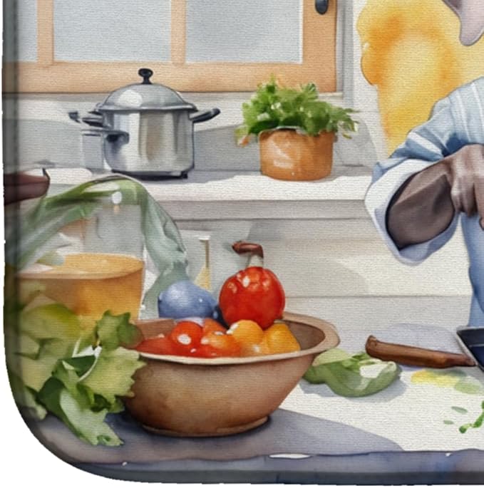 Caroline's Treasures DAC6336DDM Weimaraner The Chef Dish Drying Mat Absorbent Dish Drying Mat Pad for Kitchen Counter Dish Drainer Mat for Countertop, 14 x 21", Multicolor