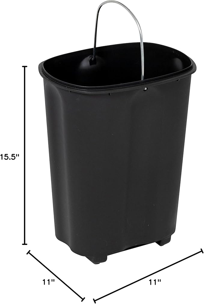 Honey Can Do Rectangular Stainless Steel Step Trash Can with Lid, 12-Liter TRS-09328 Silver