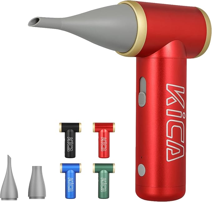 KiCA Jetfan 2 Electric Air Blower,Air Duster for Computer,Keyboard,House Cleaning,Car Dust,Hair Drying,Air Inflation,Camera Lens,Rechargeable,Speed Control,Upgrade Battery,Air Can Substitute Tool,Red