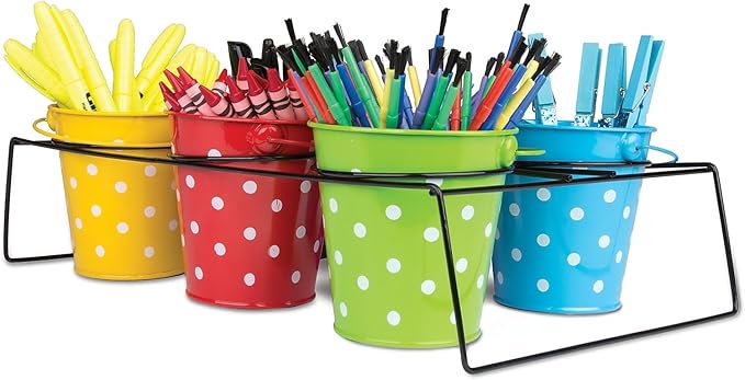 Teacher Created Resources Polka Dot Buckets & Caddy Set (TCR9487)