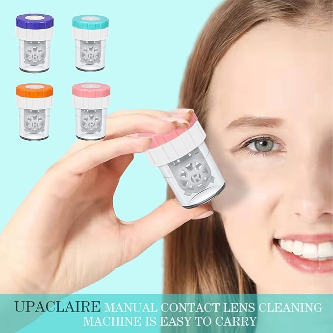 2 PCS Contacts Case Cleaner Machines, UpaClaire Daily Vision Care Manually Contact Lens Washer Cleaner Plastic