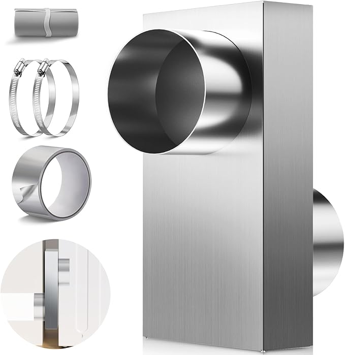 84049 Periscope dryer vent, 0-5"Adjustable Dryer Vent Connector Kit, Short Small Telescoping Exhaust Vent Hose Adapter Close to the Wall Space for 4" Low Profile Space-Saving Replacement Vents