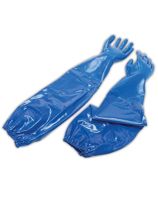 North by Honeywell NK803ES/10 Nitri-Knit Supported Nitrile Gloves, Elastic Cuff, Interlock Lined, Size 10, Blue (Pack of 6)
