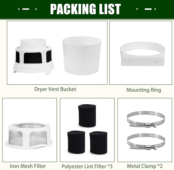 Upgraded Version - VIWINVELA 3 IN 1 Indoor Dryer Vent Kit for Electric Dryer, Dryer Lint Trap Filter Bucket Dryer Lint Catcher Box & VIWINVELA 10 Pack Dryer Filter Replacement