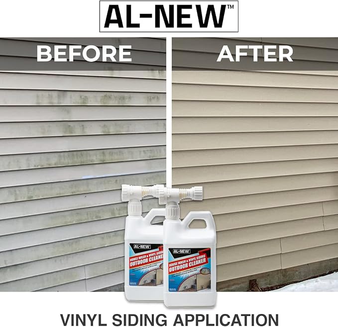 AL-NEW Exterior Cleaning Bundle Clean & Protect w/ 1 gallon House Wash & Vinyl Siding Outdoor Cleaner (2-64oz Hose-End Bottles)