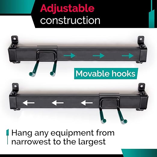 IDL Packaging Industrial Grade 48" Garage Tool Organizer with 8 Hooks, 720 lbs Total Holding Weight - for Repair Shops, Warehouses, Storages, Garages - Super Heavy-Duty Wall Mount Gear