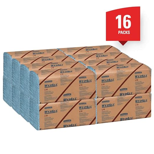 WYPALL 05123 L10 Banded Windshield Towels, 1-ply Paper, Blue, 9.1 x 10.25 in. (224 Towels/Pack, 10 Packs/case)