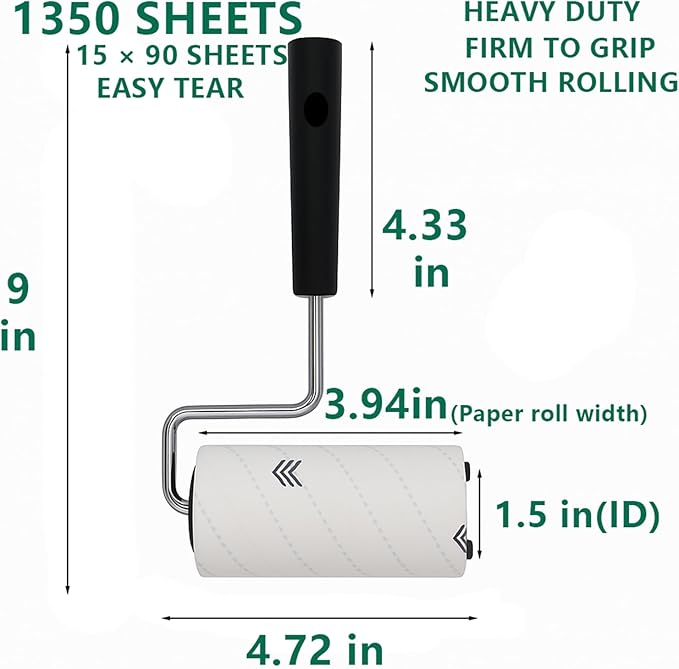 1350 Sheets Lint Rollers for Pet Hair Remover,Extra Sticky Lint Remover for Clothes, Dog Cat Hair Lint Roller,2 Reusable Handle +15 Lint Roller Refills Pack