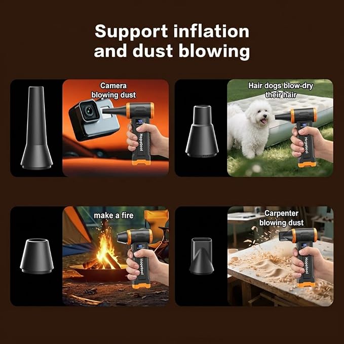 Electric Air Duster, 150000RPM Brushless Motor, 4-Gear Cordless Compressed Air Blower with LED Light and Screen Display, Rechargeable for PC Keyboard Computer Car Cleaning