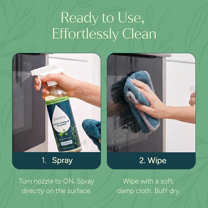 Puracy All Purpose Cleaner Spray – Plant-Powered Multi-Surface Cleaner - Surface Cleaner Solution As Seen on TikTok (Green Tea & Lime, 16 fl oz, 3 Pack)