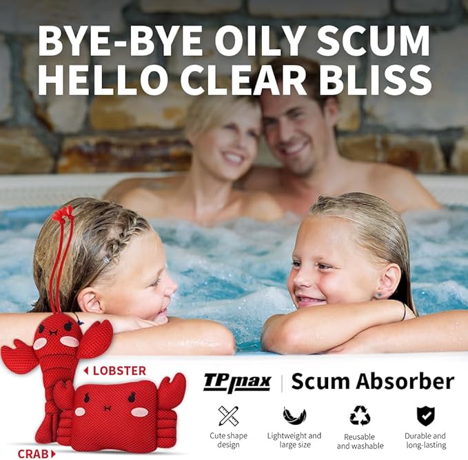 TPmax Reusable Hot Tub Scum Absorber and Oil Absorbing Sponge Twin Pack, Must Have hot tub Accessories for Spa and Pool Cleaner – Hot Tub Sponge – Pool Scum Absorber