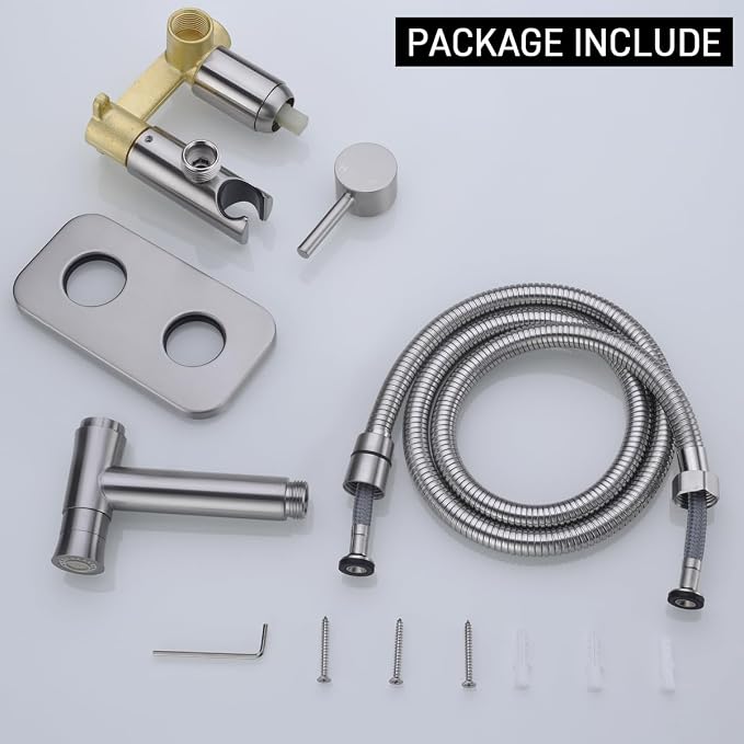 TRUSTMI Toilet Concealed Hot and Cold Bidet Spray Set,Brushed Nickel