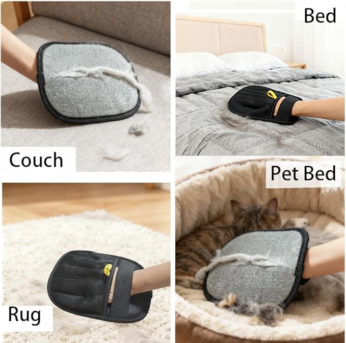 Pet Hair Removal Glove for Dogs & Cats- Upgraded 10mm Thickened Electrostatic Magic Brush- Pet Hair Remover Glove for Couch, Furniture, Clothes, Car & Carpet, Reusable Pet Hair Removal Tool