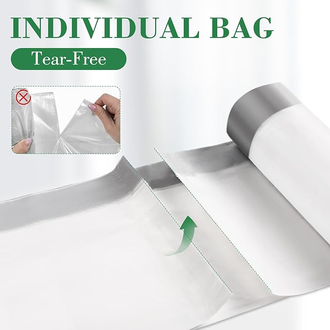 800 Counts 4 Gallon Trash Bag Drawstring Small Trash Bags, Thick Pre-separated Garbage Bags, Trash Bin Liners, Suitable for bathroom, kitchen, bedroom, office (White)