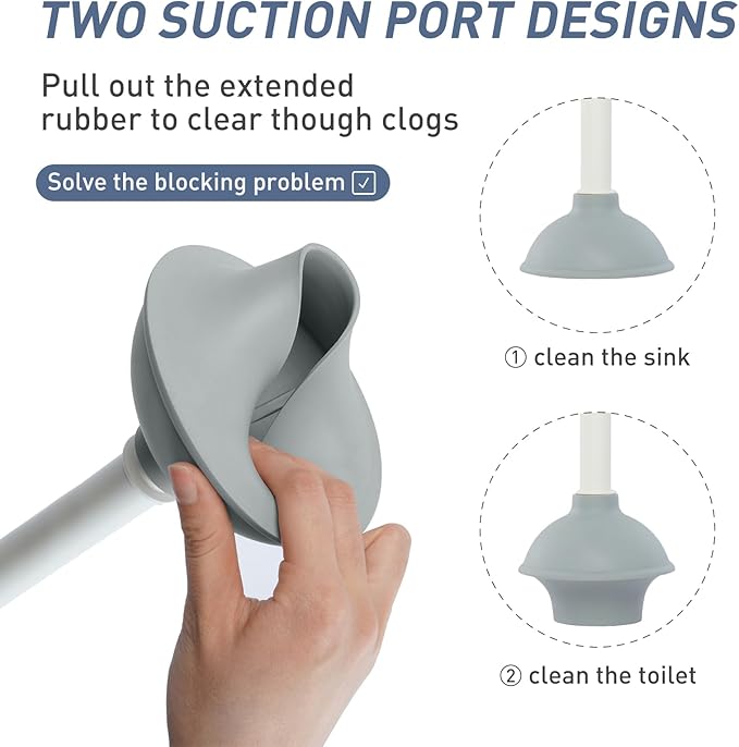 Silicone Toilet Brush Plunger Set, 2 in 1Toilet Bowl Brush and Holder Plunger Set, Plunger Toilet Brush Combo, Bathroom Toilet Brush, Toilet Brush Set, Toilet Scrubber and Plunger Set