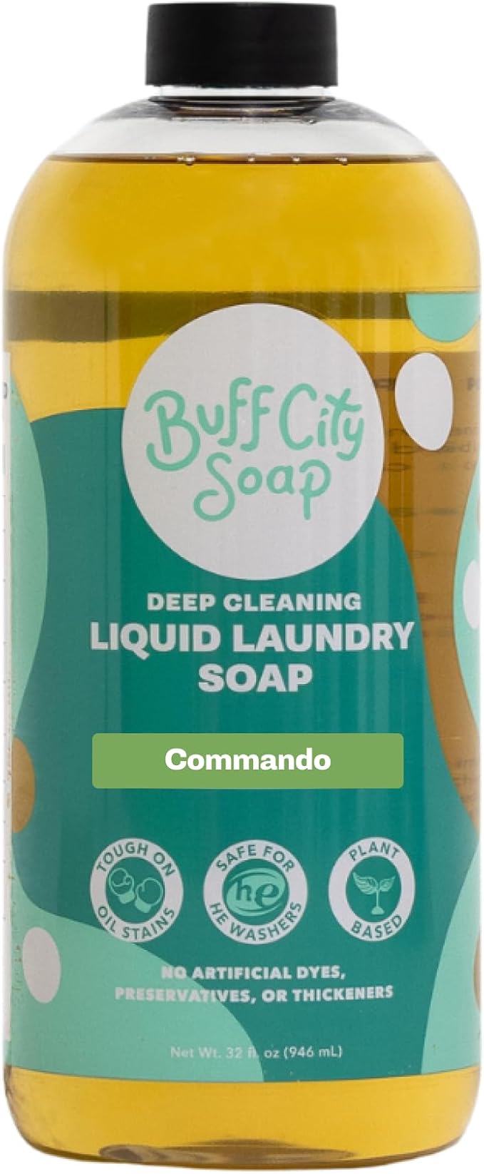 Buff City Soap - Liquid Laundry Soap Made With Simple Ingredients & No Harsh Chemicals - Cleans Tough Stains & Lifts Dirt - Vanilla, Lavender, Smoke, & Cedar Scented Laundry Detergent - Commando
