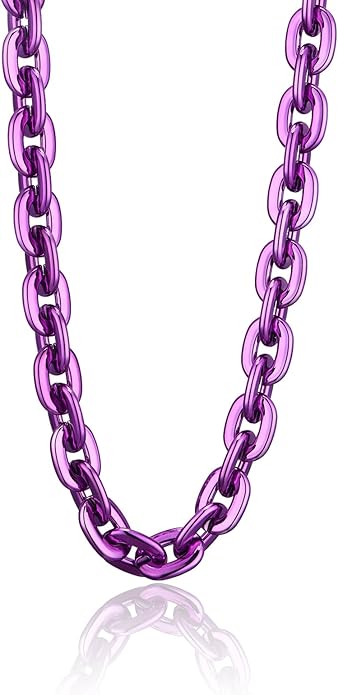 Passed colorfast test,Large Plastic Chain Necklace, 2 Pack / 4 Pack Optional,Hip-hop Rapper Big Chunky Fake Necklace , Super long Detachable, Non-fading Party Clothing Plastic Jewelry Necklace Decoration, Women and Men.