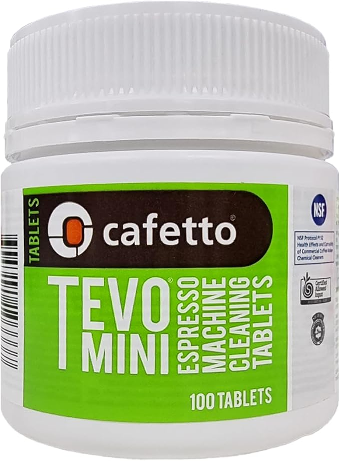 Cafetto Tevo Tablets Mini 1.5g 100 Tablets for manual and semi automatic espresso machines. Compatible with Breville, Sage, Gaggia, Rancilio, Rocket, ECM, Profitec, Lelit.
