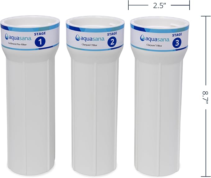 Aquasana Replacement Filter Housing Sumps| Fit Claryum 3-Stage Max Flow Under Sink Water Filter | For AQ-5300+ and AQ-6300M | Systems BPA-Free | 3 Count | AQ-C3M-SUMP