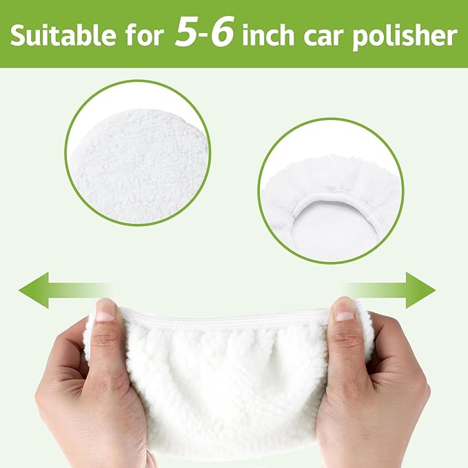 8 Pcs Car Polishing Pads, Lamb Fleece Buffing Pad,Bonnet Buffing Pads for Car Polisher Buffer Pads,5 inch - 6 inch Car Buffer Pads for Car Detailing Glass,Instruments, Cameras, Furniture, Metals, Wood