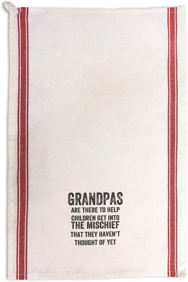 Custom Decor Kitchen Towels Grandpas are There to Help Family & Friends Family & Friends Grandpa Grandfather Cleaning Supplies Dish Towels Red Stripe Design Only