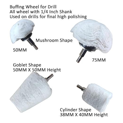 PURUI 13PCS Metal Buffing Polishing Wheel Kit for Drill,for Aluminum Brass Bronze Polish,Kit Includes:7PCS Mounted Buffing Polishing Wheels/4PCS Felt Bobs/2PCS Brown Tripoli & Blue Polishing Compound