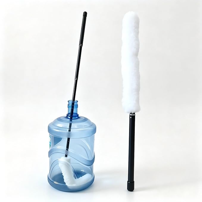 Telescopic Long Handle Bucket Brush,Up to 118cm,Thick Aluminum Alloy Extra Long Handle,Gallon Bucket Brush for Cleaning Dead Corners,Bendable Nylon Brush Head for Cleaning Bucket Opening>3.5cm (S1)