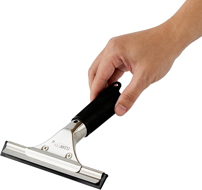 Restaurantware-Clean Tek Professional 5.91 Inch Window Squeegee, 1 Cleaning Squeegee with Rubber Blade - No-Slip Handle, Clean Mirror Or Car Windshield, Stainless Steel Wiper for Glass Door