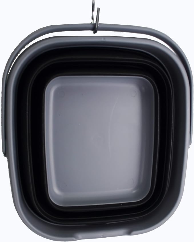 SAMMART 10L (2.6 Gallon) Set of 2 Collapsible Rectangular Handy Basket/Bucket (Bluish-Green + Black, 2)