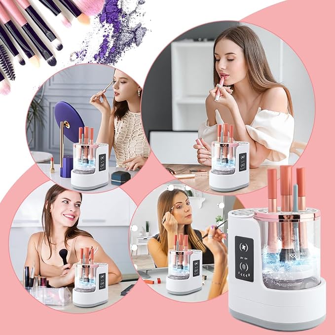 3-in-1 Electric Makeup Brush Cleaner & Dryer, Automatic USB-Powered Cleaning Machine for All Cosmetic Brush Sizes, Portable Quick-Dry Tool for Beauty Brushes(White,Size:6.8inch)