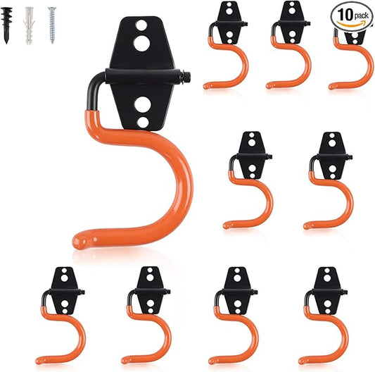 AOBEN Garage Hooks Heavy Duty, Steel Garage Storage Hooks, Utility Tool Hangers and Broom and Mop Holder Wall Mounted for Organizing Cleaning Tools, Mops, Garden Tools (S, 10 Pack)