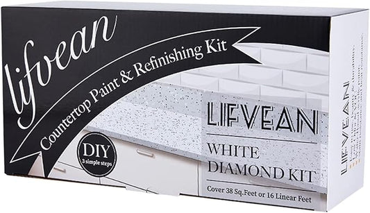 Granite Countertop Paint Kit - White Diamond Counter Top Refinishing Kit DIY Countertop Resurface Kit Works on Kitchen Bathroom