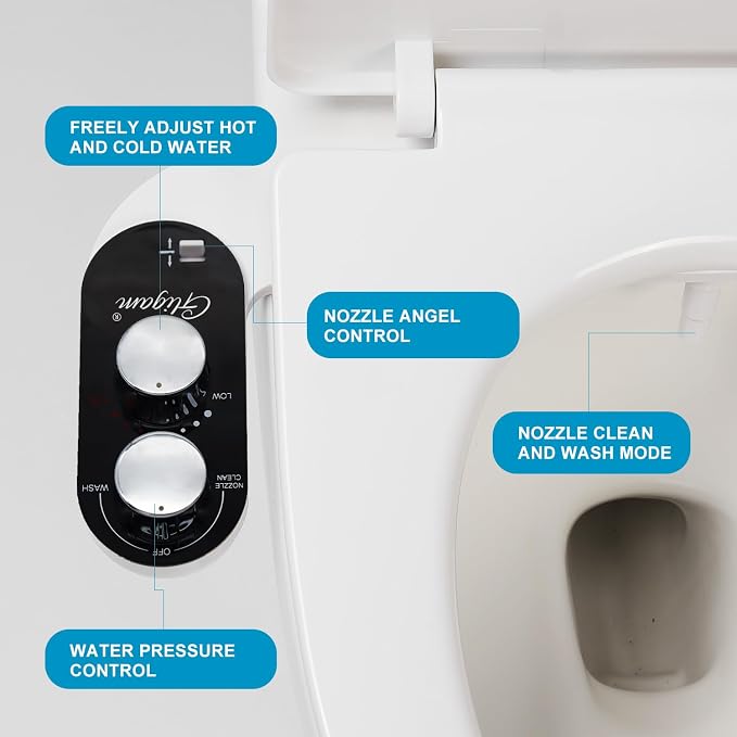 GLIGAM Bidet Attachment for Toilet Warm Water,Hot and Cold Bidet Attachment,Ultra-Slim Non-Electric Bidet Attachment for Frontal/Rear Wash, with Pressure & Angle Controls,Easy to install