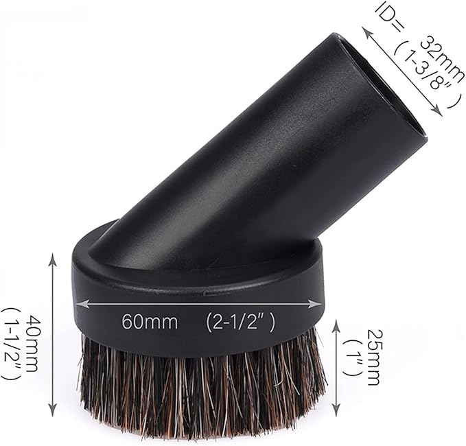 1 1/4 inch Hardwood Floor Brush and 32mm Round Horse Hair Dust Brush with 1.25'' Vac Port, Soft Horse Hair Brush, 360°Swivel Head Fit Most Vacuum Cleaner Brand Hoover, Eureka, Royal,Dirt Devil,Rainbow
