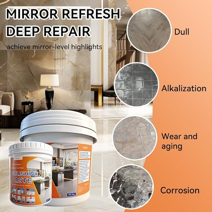 Professional Nature Stone Polishing Kit with Paste | Sealer & Protectant for Marble, Granite, Quartz Countertops, Floors & Walls - Must Be Used with Polishing Machine (5kg)