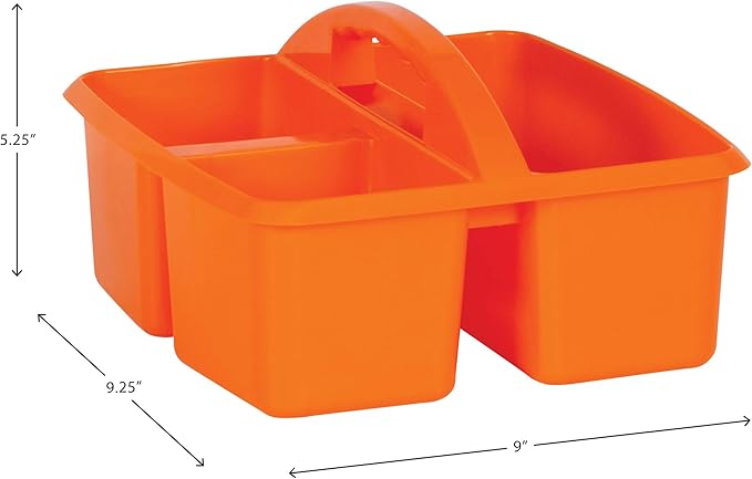 Teacher Created Resources Orange Portable Plastic Storage Caddy 6-Pack for Classrooms, Kids Room, and Office Organization, 3 Compartment