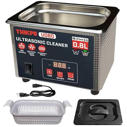 0.8L Ultrasonic Fuel Injector Cleaner with Digital Timer, 40KHZ Professional Cleaner Machine for Automotive Fuel Injector,Jewelry Eyeglasses Dental Instruments Rings Diamond Parts Circuit ect