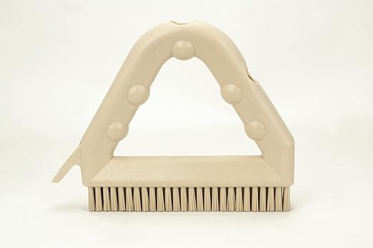 SPARTA Plastic Commercial Grout Brush, Triangle-Shaped Scrub Brush with Scraper and Two Threaded Holes for Attaching Handle (Sold Separately), 9 x 7 x 7 Inches, Tan, (Pack of 4)