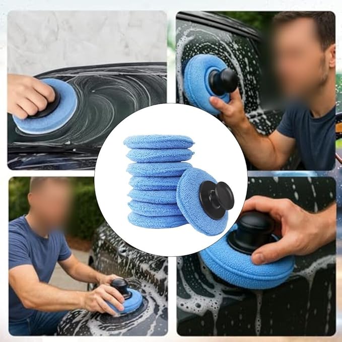 Microfiber Applicator Set for Cars 7PCS with Handle for Scratch Waxing and Polishing