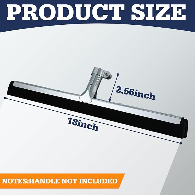 Lasnten 4 Pcs Double Foam Floor Squeegee for Concrete 18 Inch Industrial Floor Scrubber Stainless Steel Cleaning Squeegee with Rubber Heavy Duty Broom EVA Foam Blade for Garage Window Pool