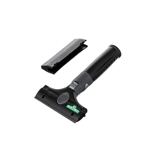 Unger Commercial ErgoTec® Ninja 4" Glass Scraper with Blade and Safety Cap – Adjustable Angle for Efficient Window Cleaning EN100